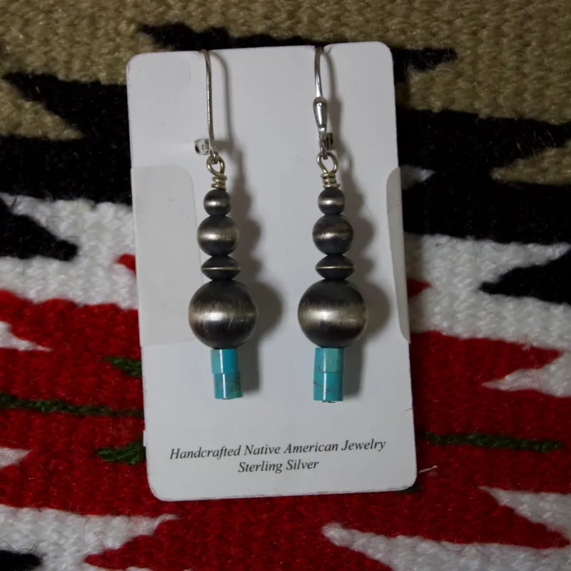 "Milly" Navajo Pearl & Turquoise Earrings made by Western Edge