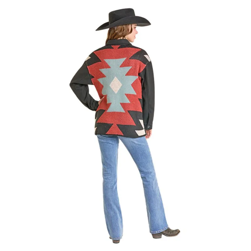 Rock & Roll Women's Aztec Knit Shacket made by Western Edge