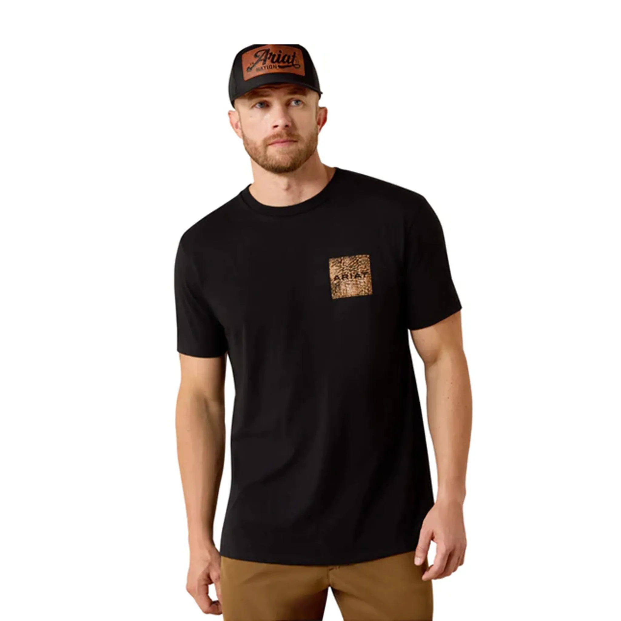 Ariat Men's Black Boot Leather Patch Tee sold by Western Edge product image thumbnail 2