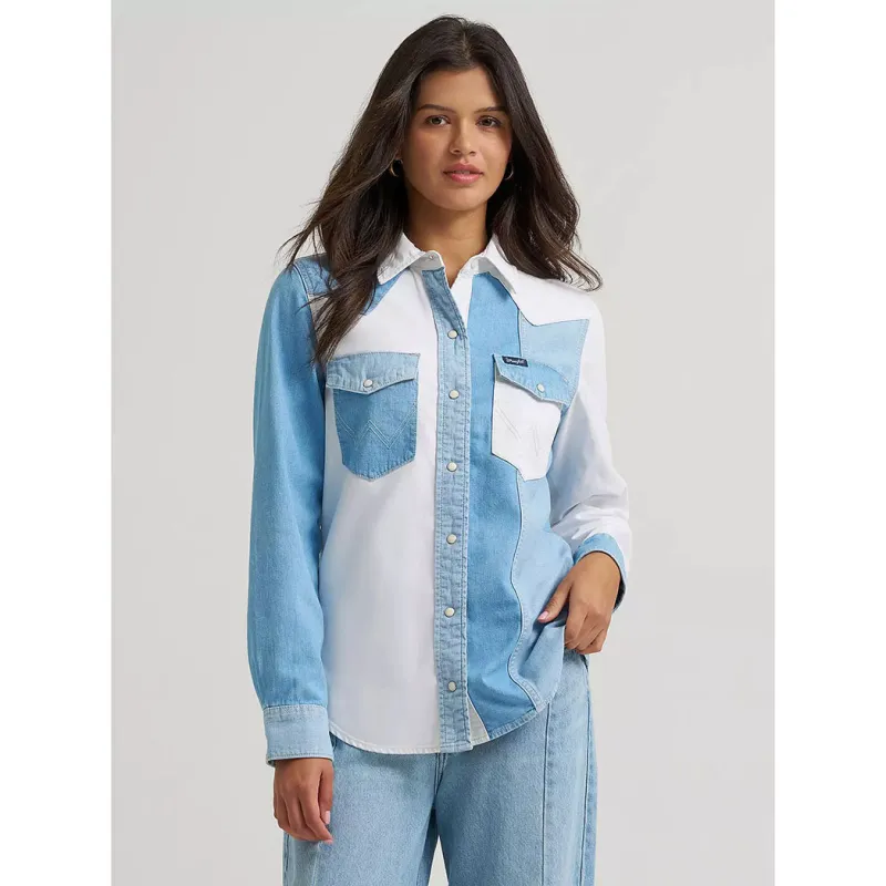 Wrangler Women's Two-Tone Denim Shirt made by Western Edge