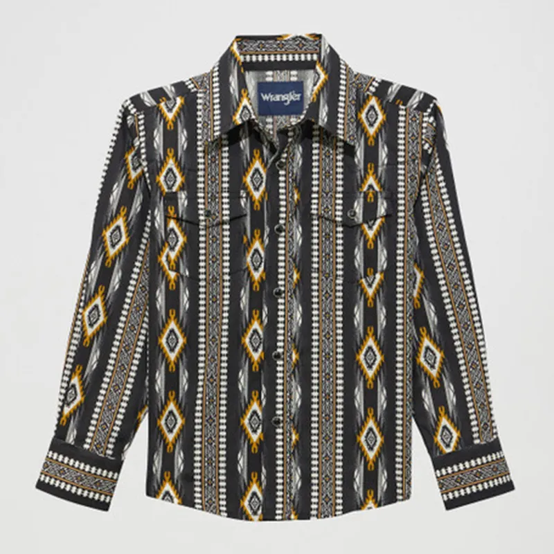 Wrangler Men's Aztec Stripe Dress Shirt made by Western Edge
