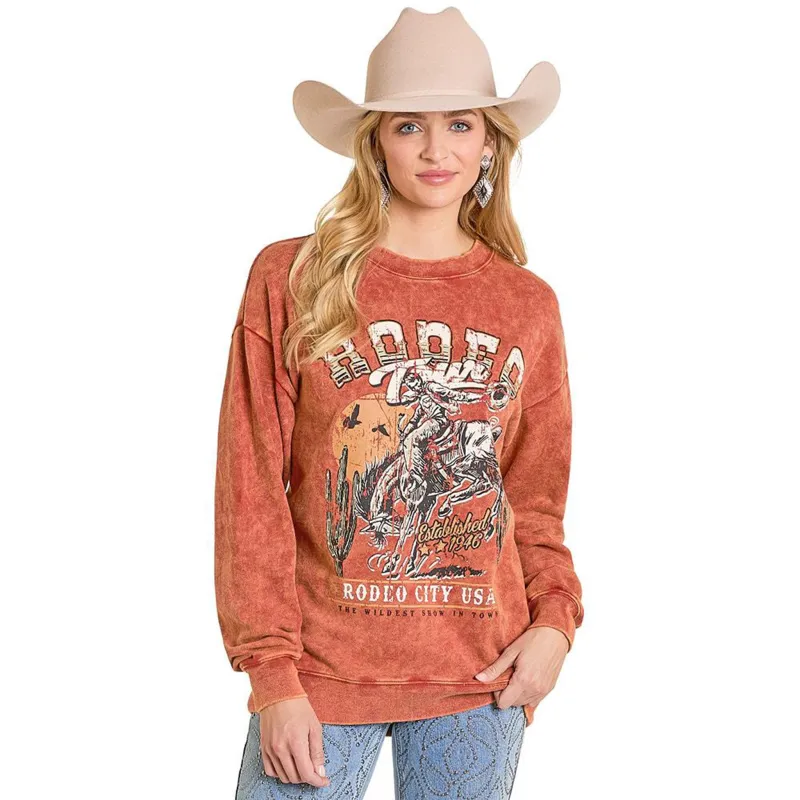 Rust Oversized Rodeo Crew Sweatshirt made by Panhandle Slim