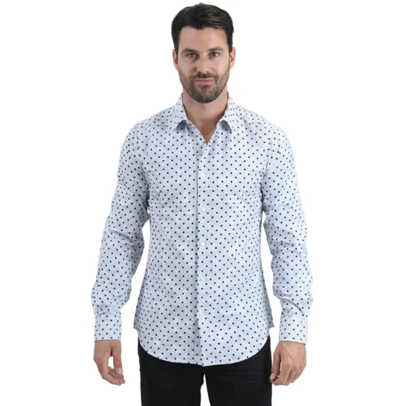 Men's White/Black Diamond Scroll Shirt made by Western Edge