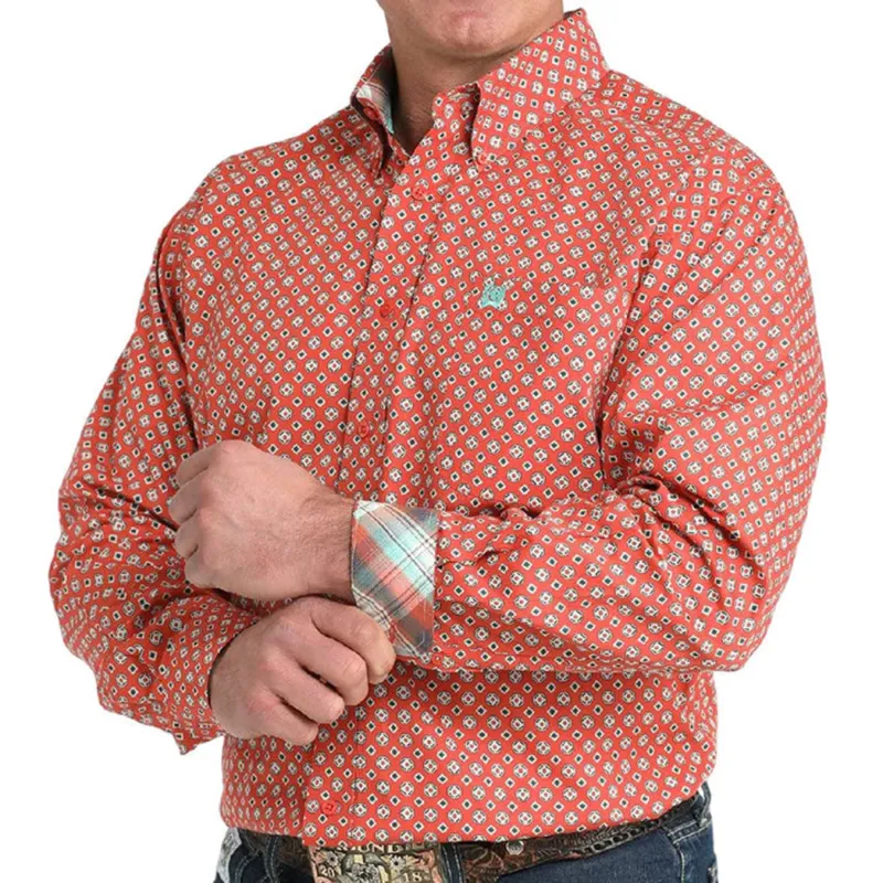 Cinch Men's Printed Red Long Sleeve Shirt sold by Western Edge