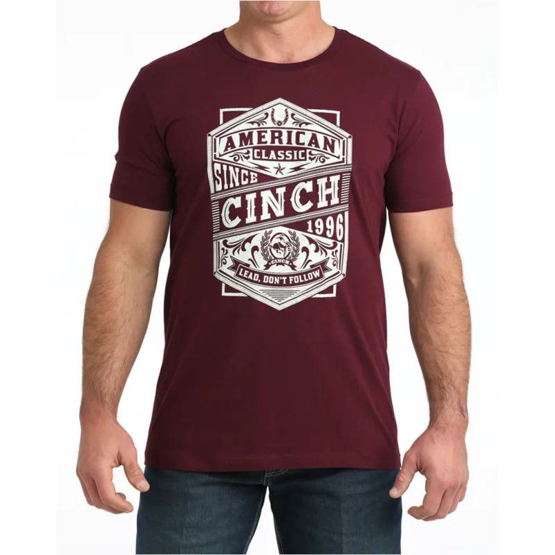 Men's Cinch Burgundy Tee sold by Western Edge