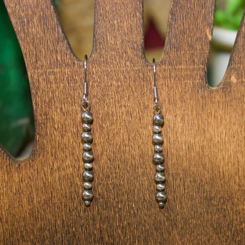 "Pam" Straight Navajo Style Pearl Earrings made by Western Edge