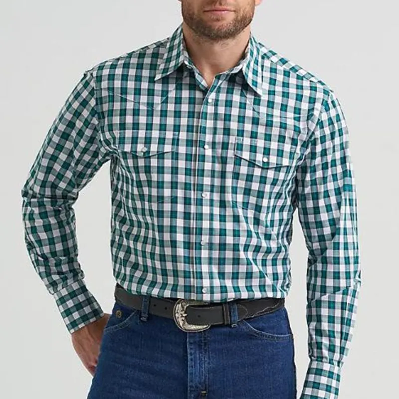 Wrangler Green Plaid Pearl Snap made by Wrangler