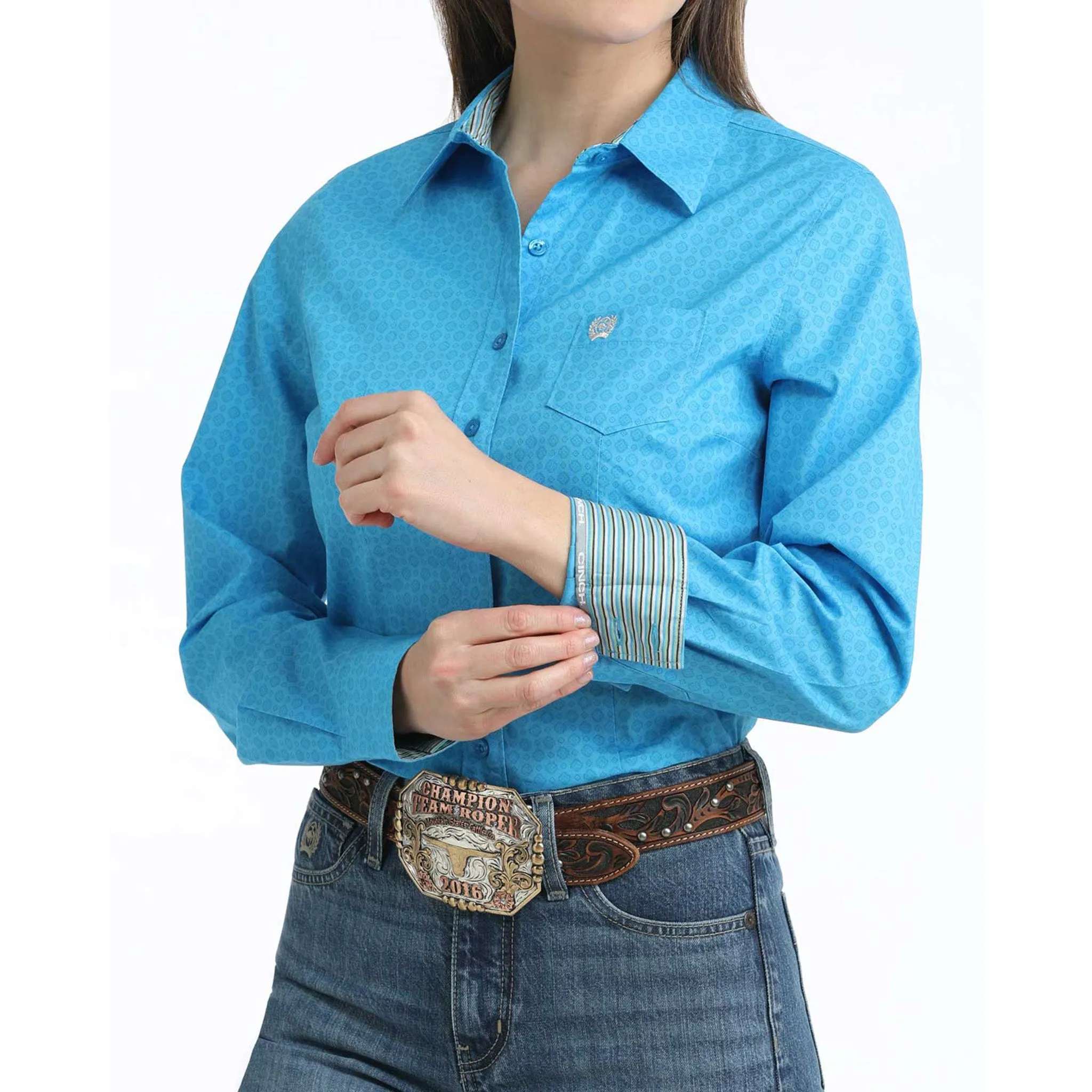 Cinch Women's Arena Fit Blue Shirt sold by Western Edge product image thumbnail 2