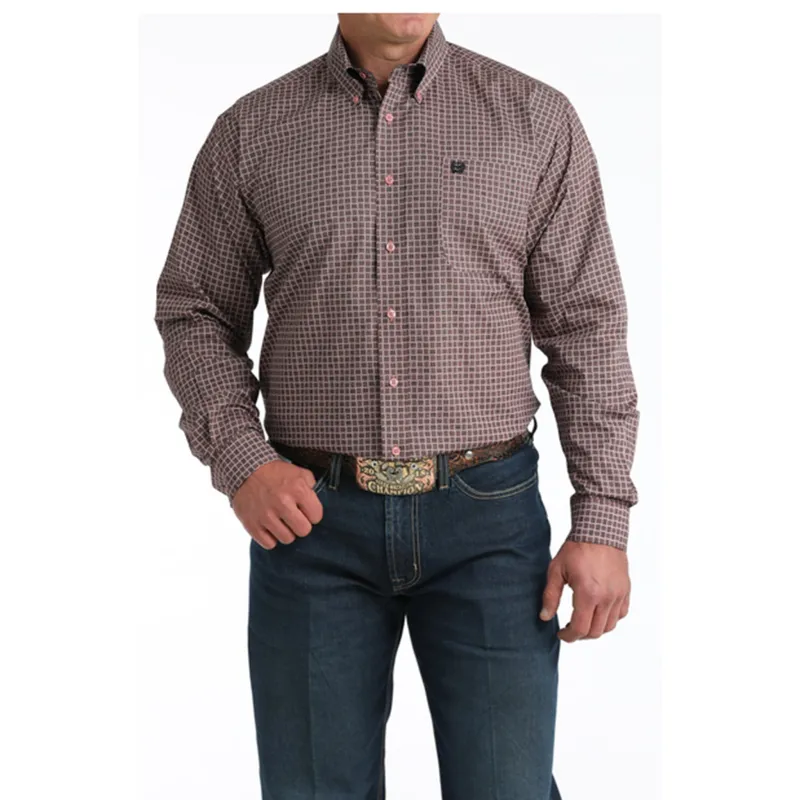 Cinch Men's Pink Basketweave Shirt sold by Western Edge
