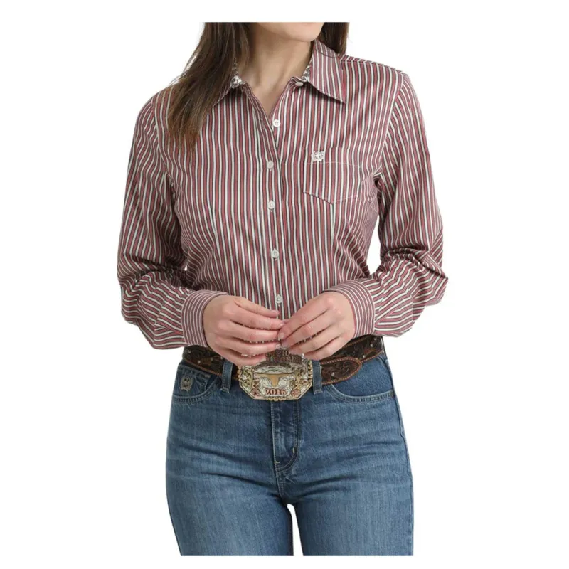Cinch Women's Red Pinstripe Shirt made by Cinch