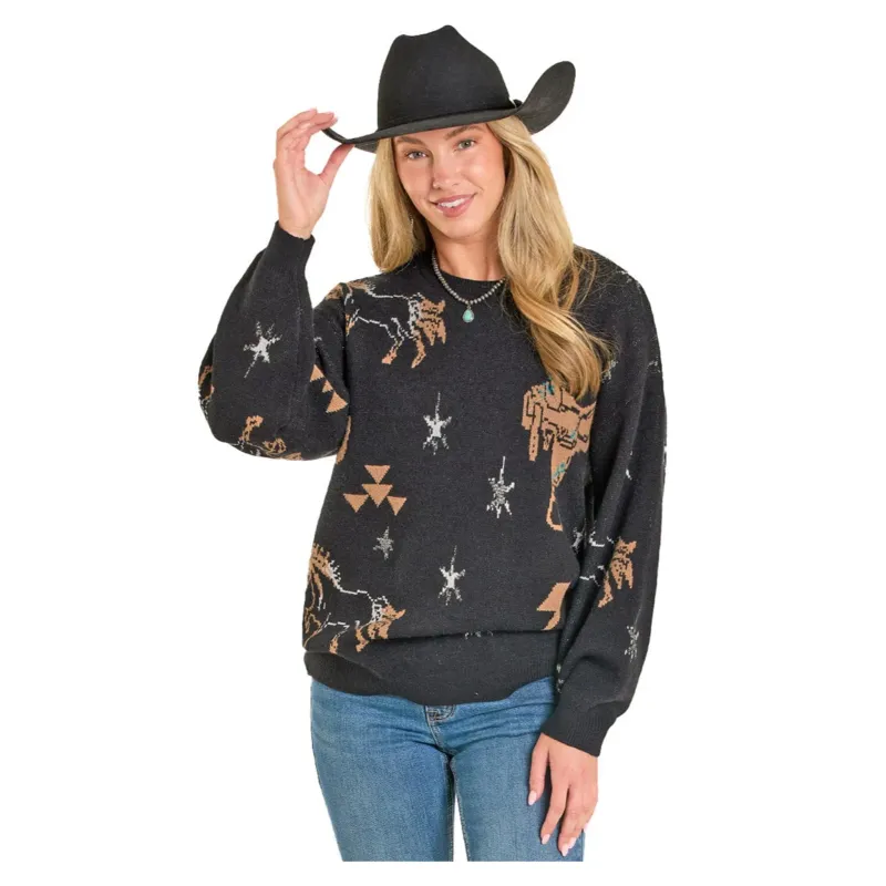 Rock & Roll Denim Women's Saddle Up Sweater made by Western Edge
