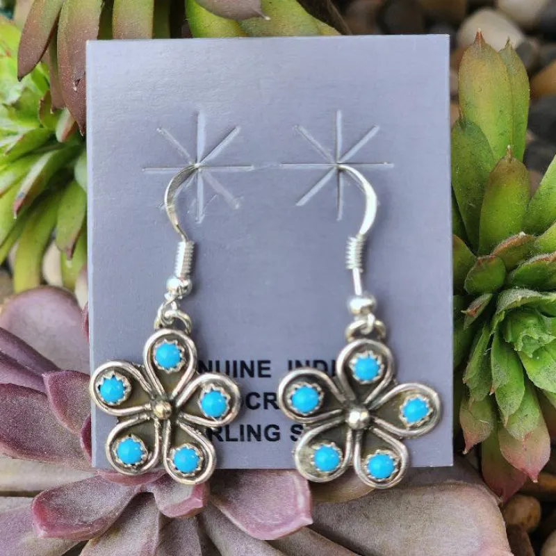 " Felicia " Kingman Flower Earrings made by Western Edge