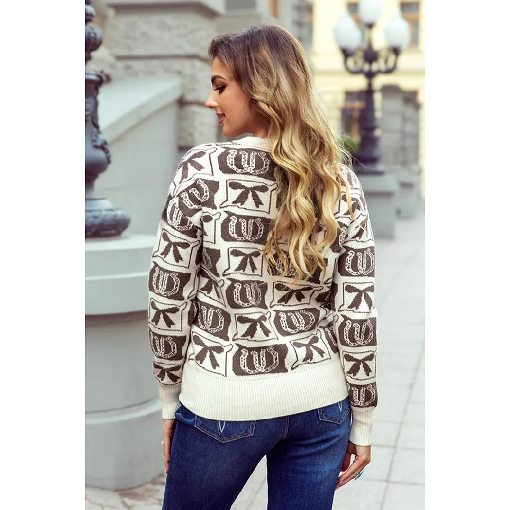 Women's Horseshoe & Bow Sweater sold by Western Edge product image thumbnail 2