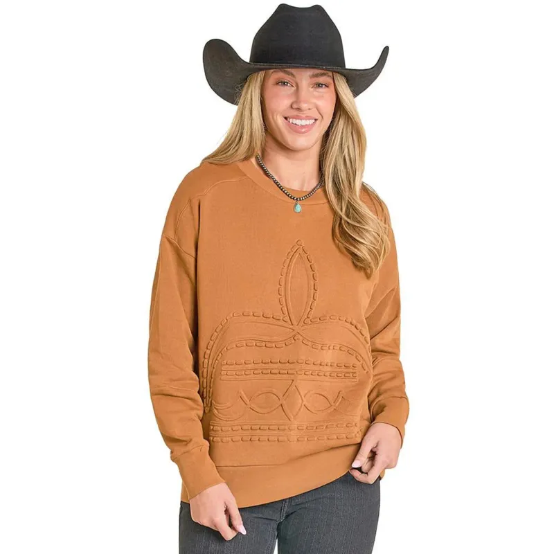 Brass Boot Stitch Sweatshirt made by Panhandle Slim