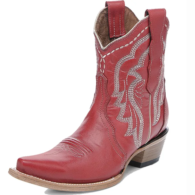 Circle G Red with White Stitching Bootie made by Circle G