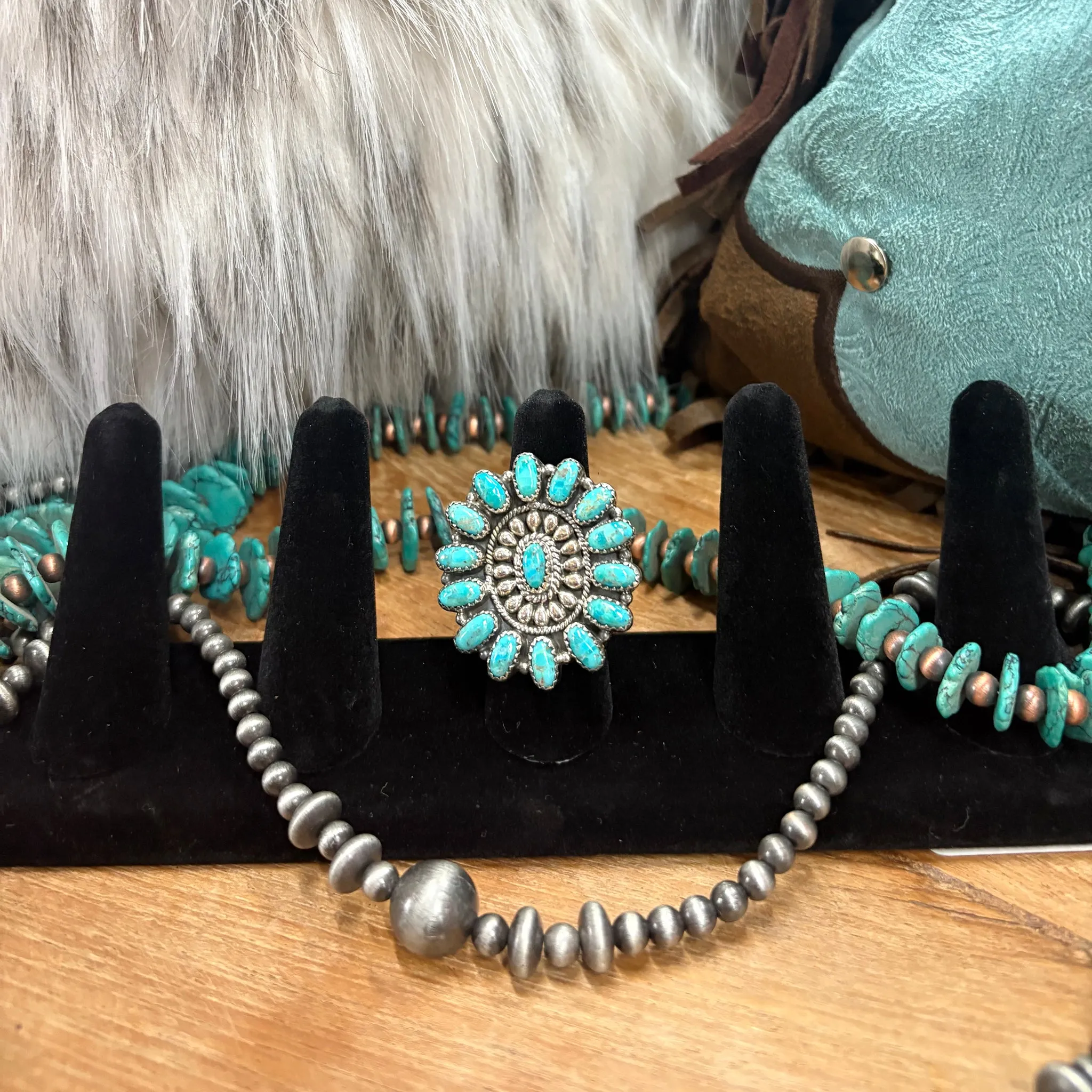"Kami" Turquoise Medallion Ring sold by Western Edge