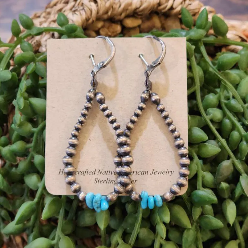 " Tulip " Navajo Pearl Tear Drop Earrings made by Western Edge