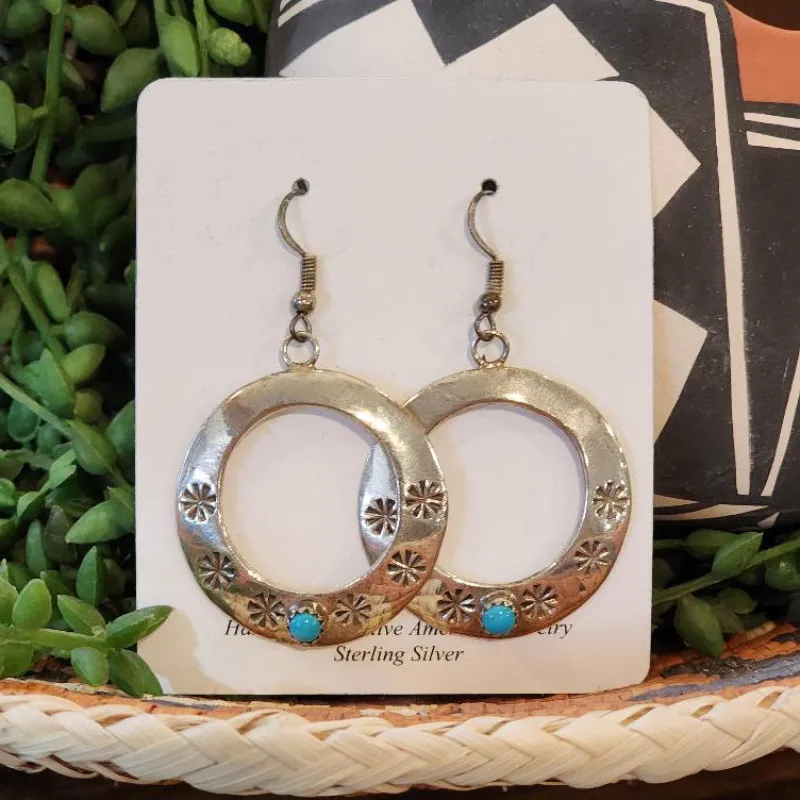 " Paula " Silver Circle Earrings made by Western Edge