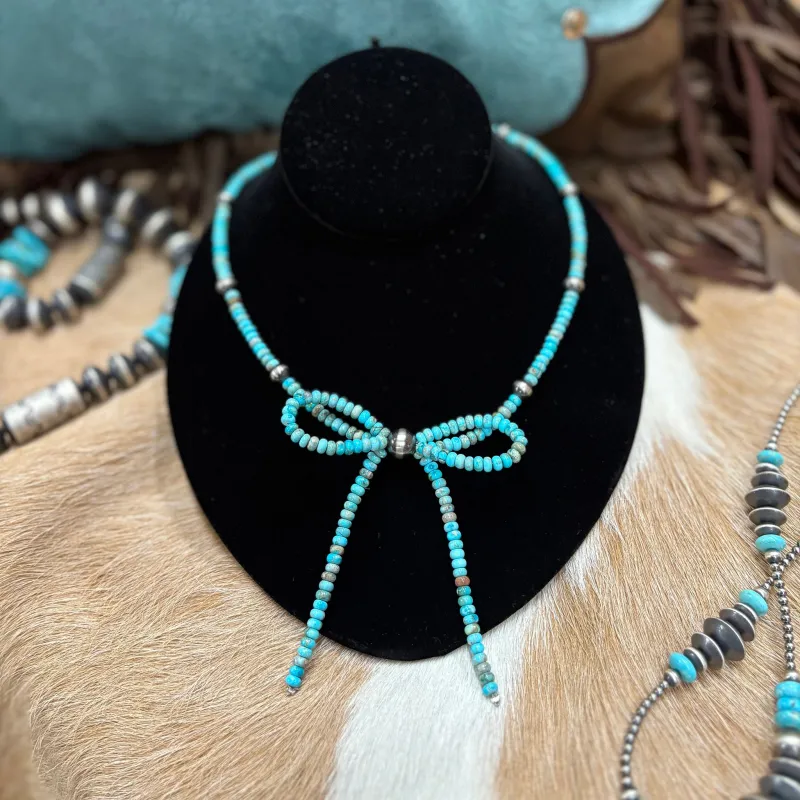 "Bailey" Turquoise Bow Necklace made by Western Edge
