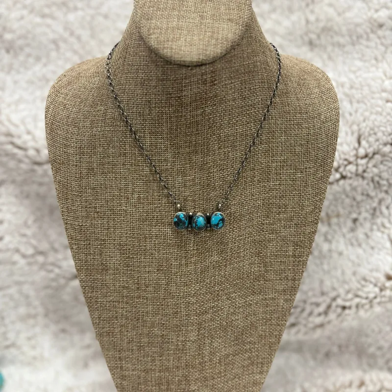 "Cale" 3 Stone Kingman Bar Necklace made by Western Edge