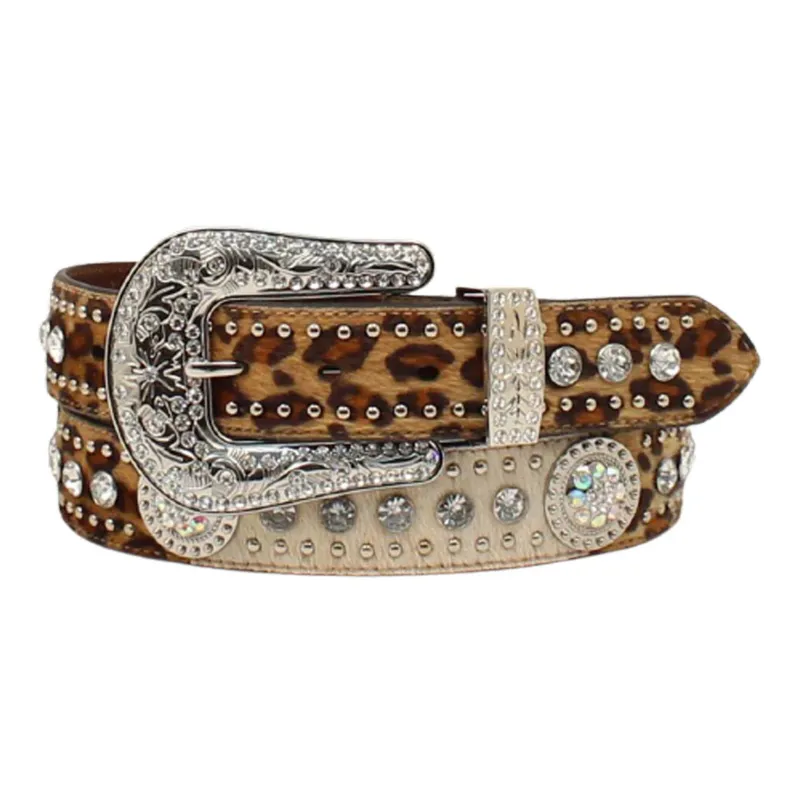 Nocona Women's Calf Hair Leopard Print Belt made by Nocona