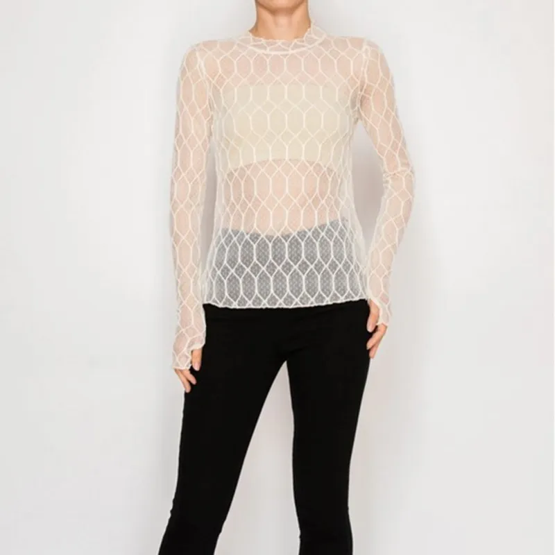 Beige Mesh Long Sleeve made by Western Edge