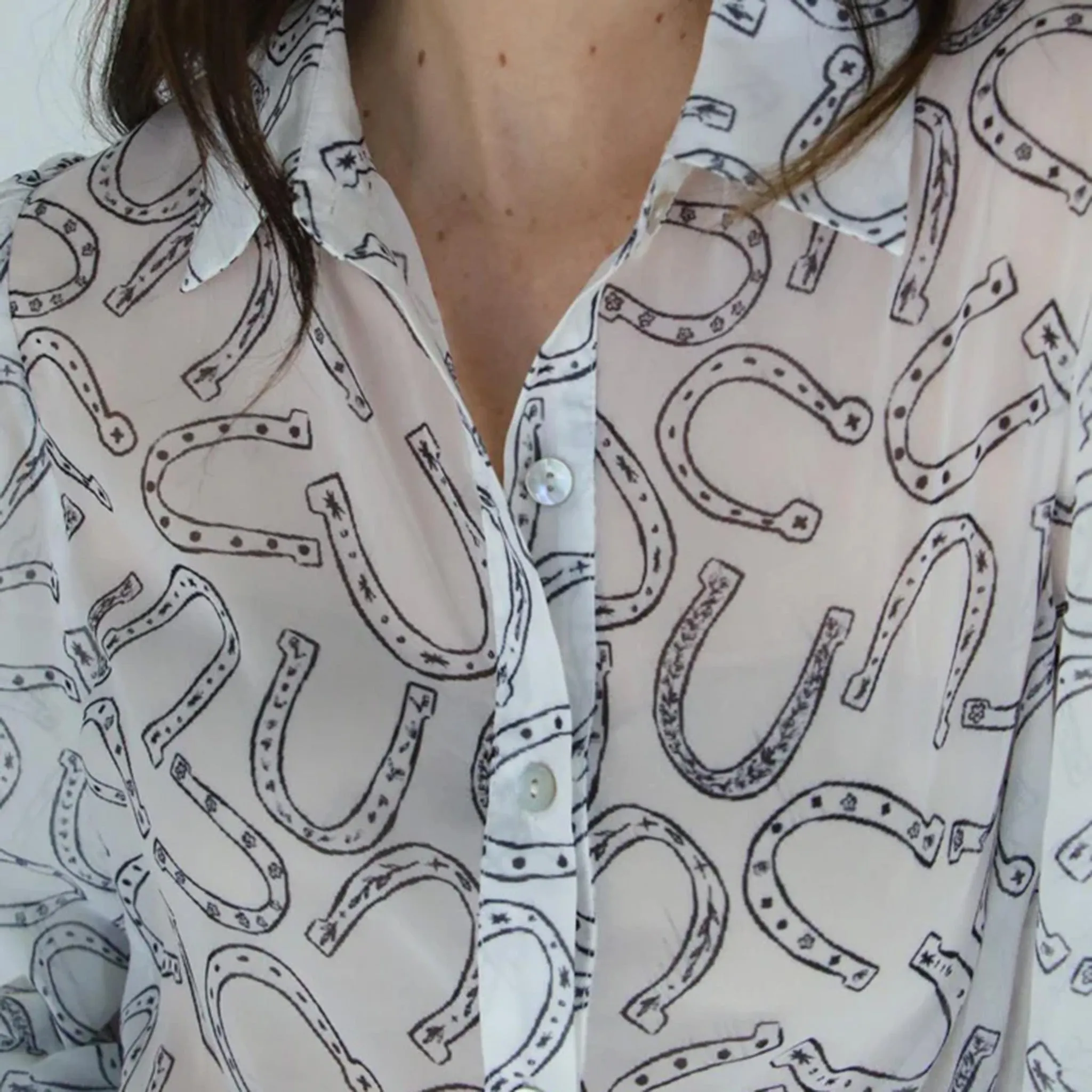 White Sheer Horseshoe Blouse sold by Western Edge product image thumbnail 2