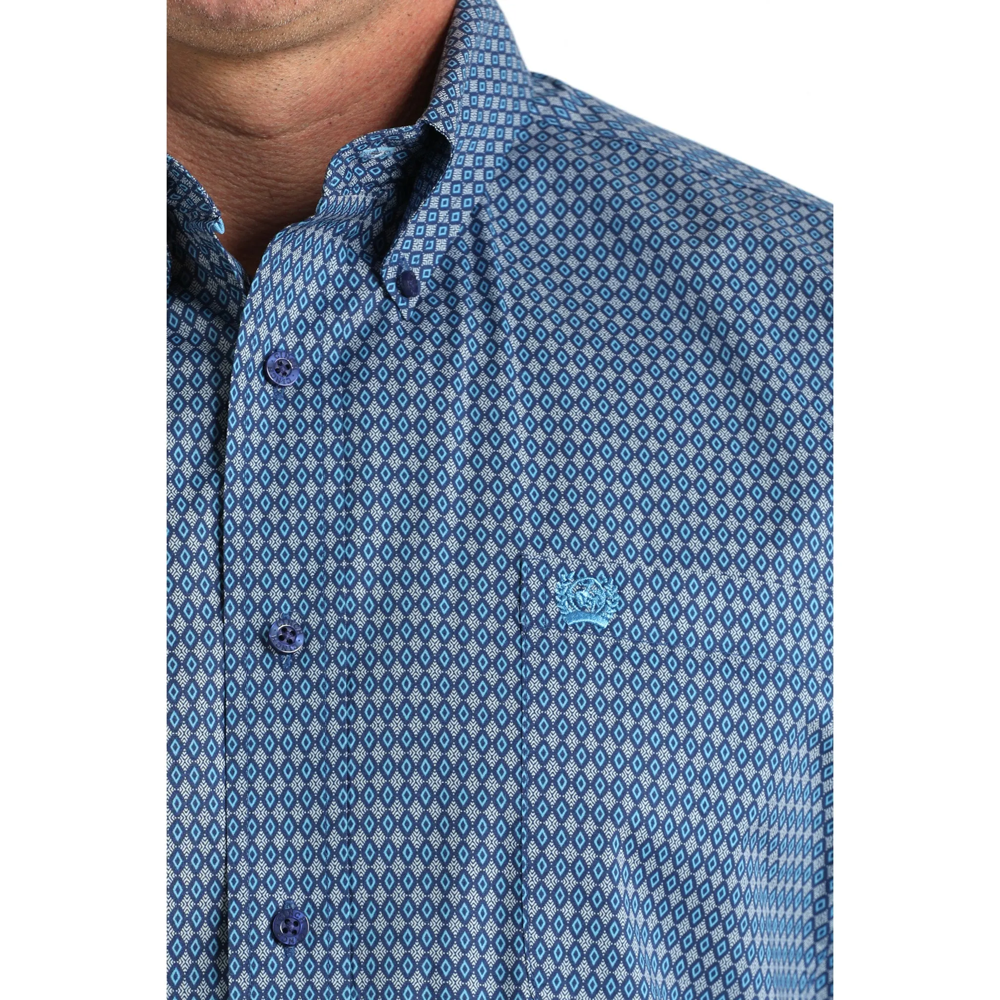 Cinch Men's Diamond Print Royal Blue Shirt sold by Western Edge product image thumbnail 4