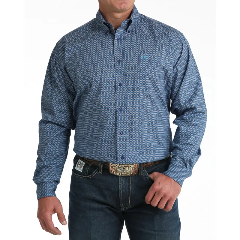 Cinch Men's Diamond Print Royal Blue Shirt made by Cinch