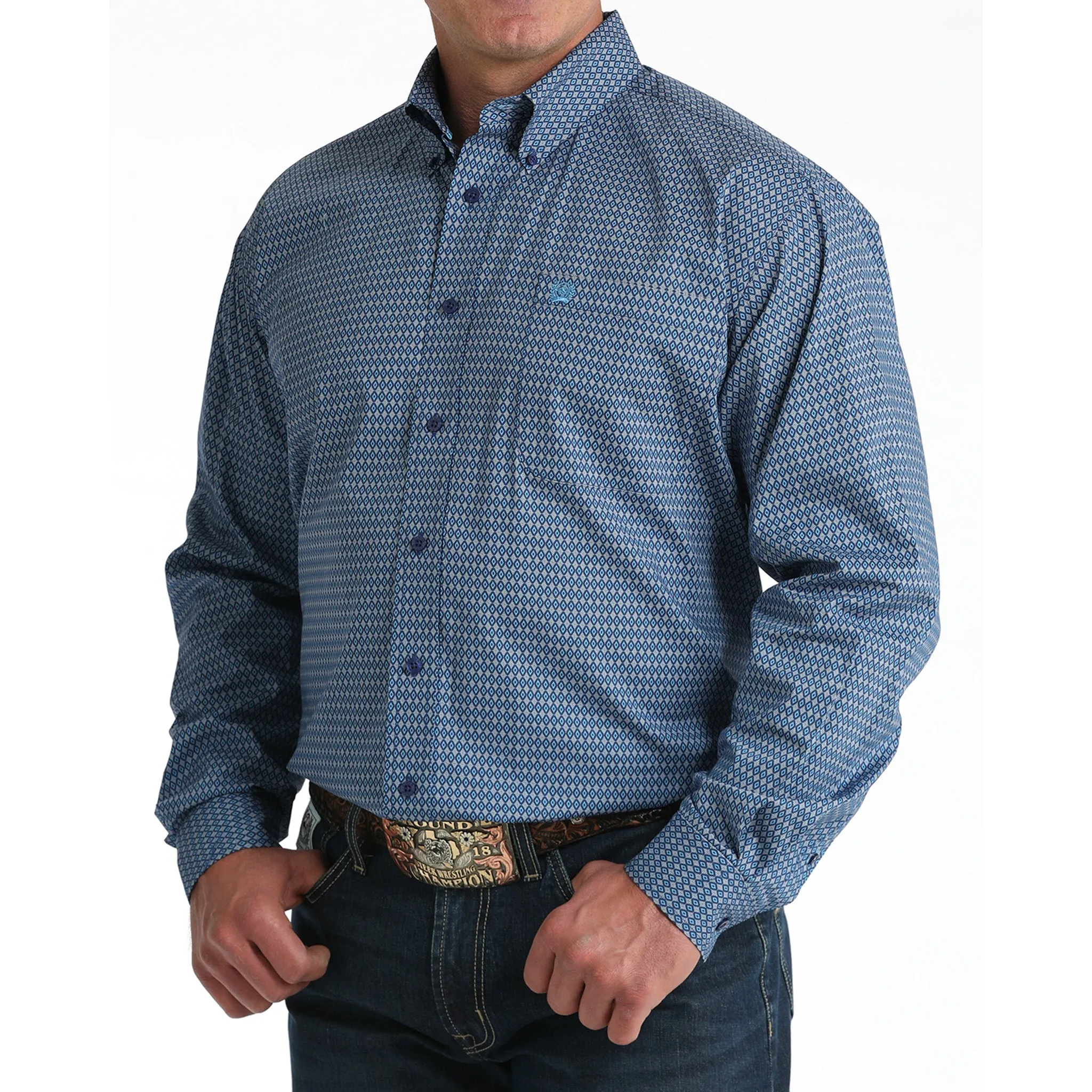 Cinch Men's Diamond Print Royal Blue Shirt sold by Western Edge product image thumbnail 2
