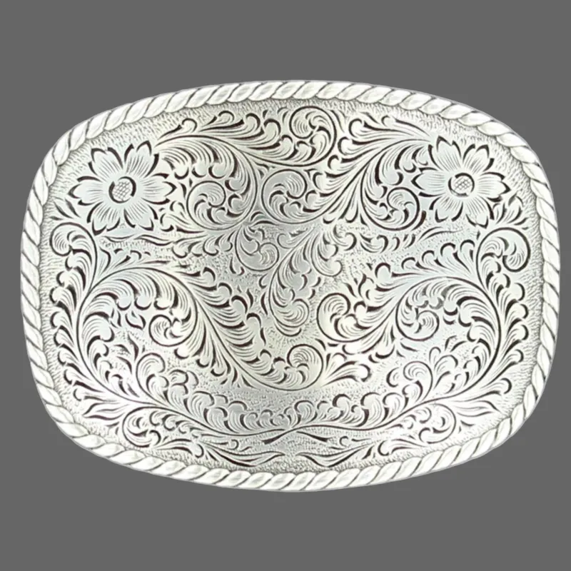 Nocona Men's Silver Floral Buckle made by Nocona