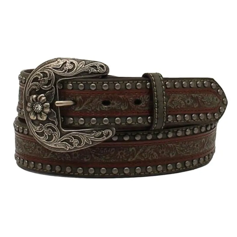 Nocona Women's Floral Embossed Studded Belt sold by Western Edge