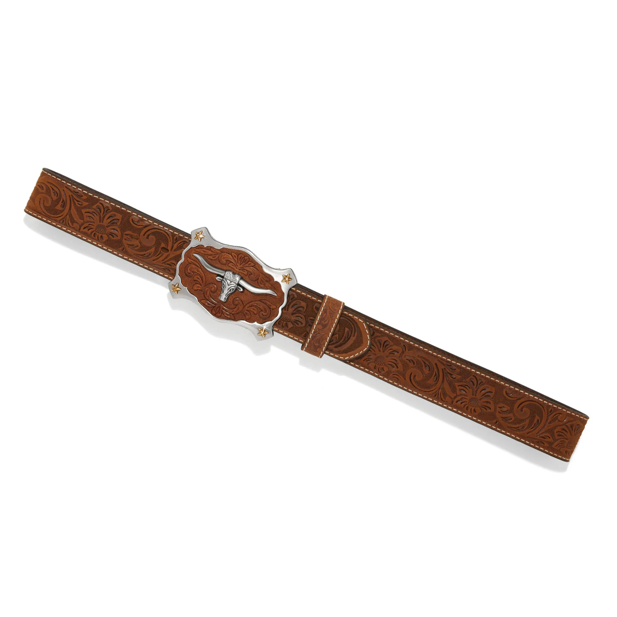 Brown Floral Tooled Longhorn Belt sold by Western Edge product image thumbnail 3