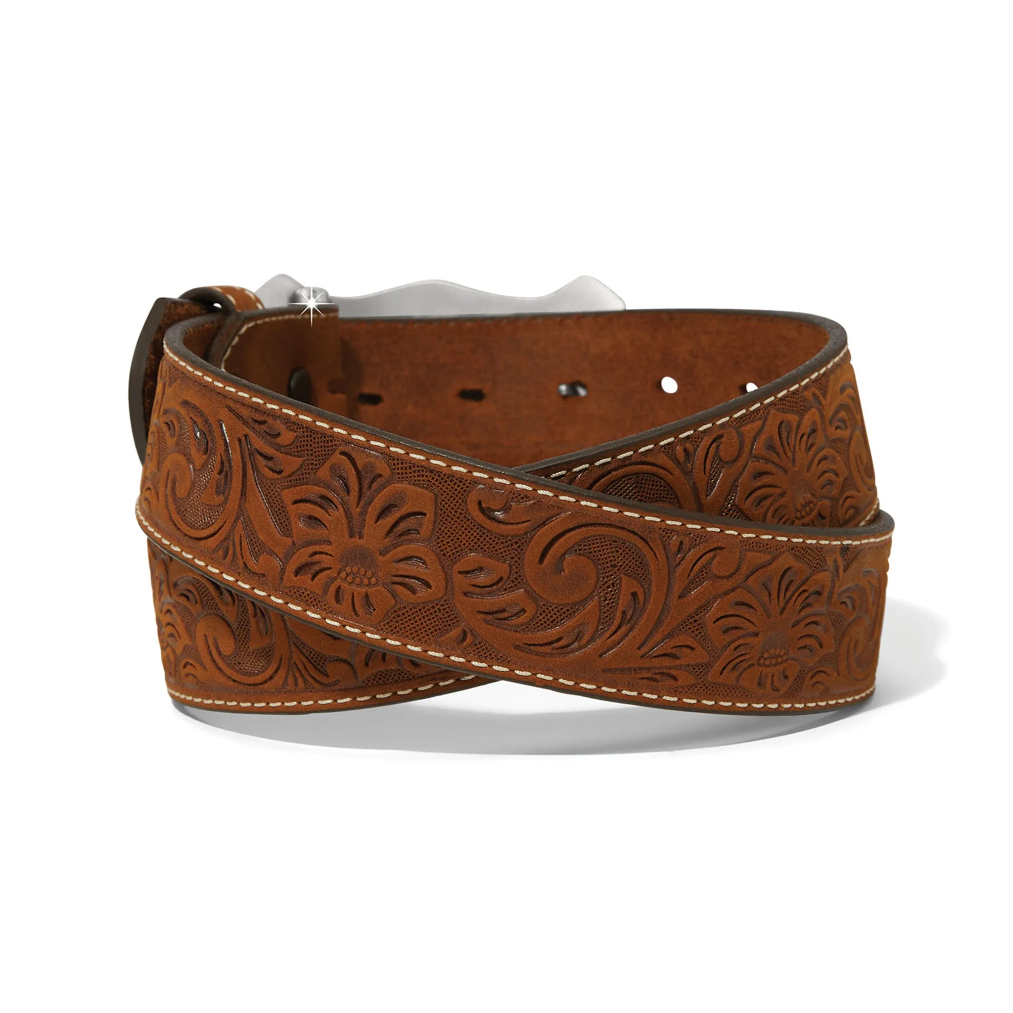 Brown Floral Tooled Longhorn Belt sold by Western Edge product image thumbnail 2