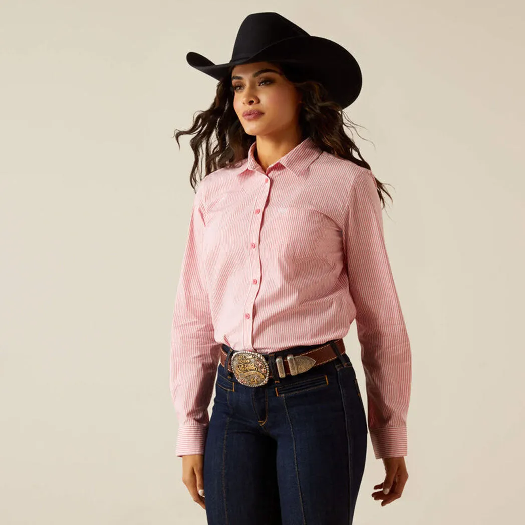 Women's Ariat Pink Striped Long Sleeve Button Down sold by Western Edge