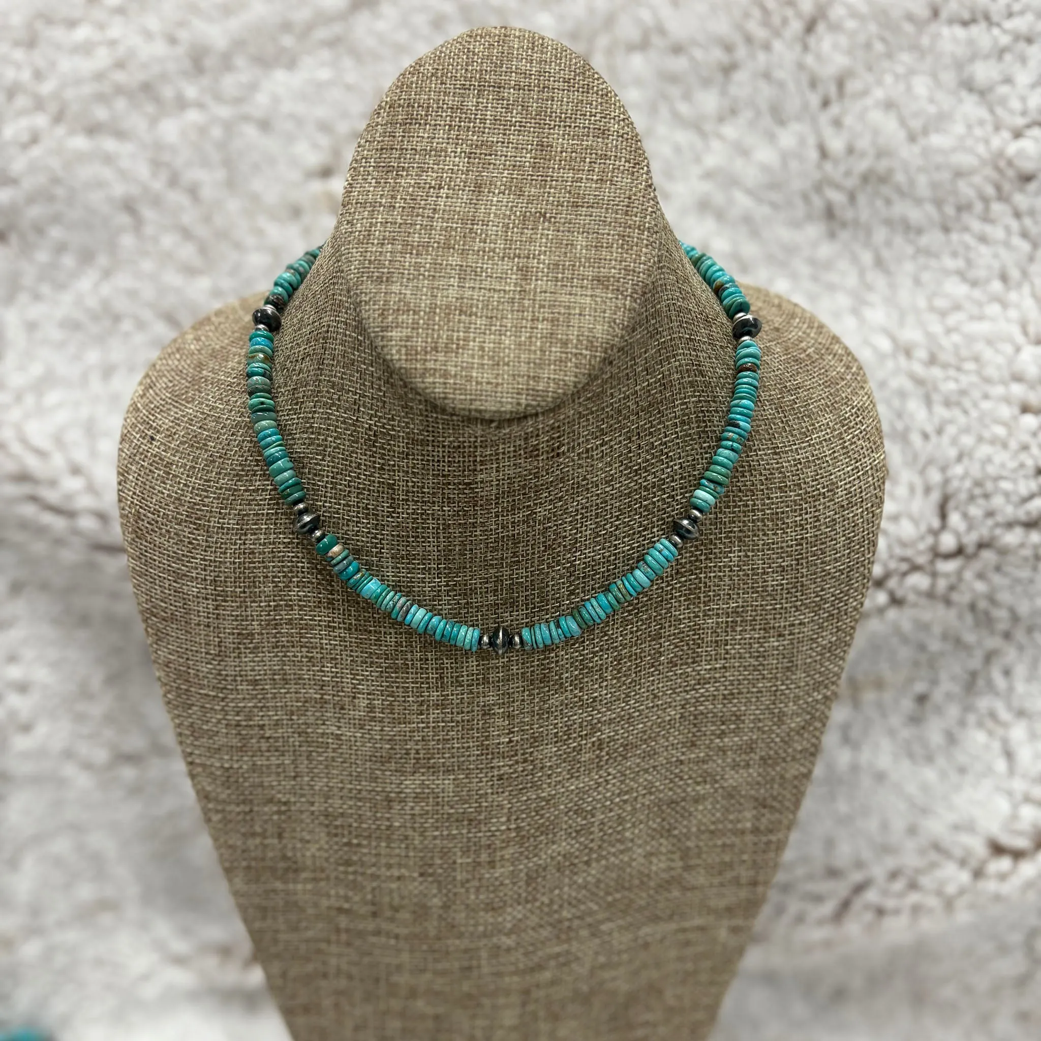 "Darla" Turquoise & Navajo Pearl Beaded Necklace sold by Western Edge