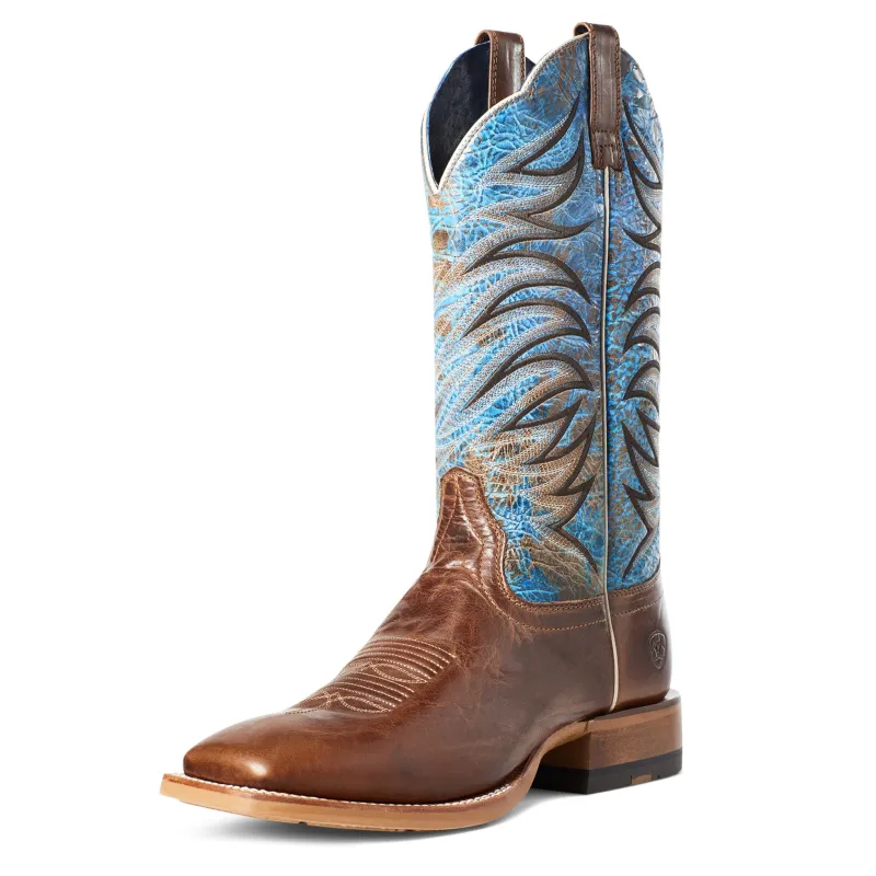 Ariat Men's Brown and Blue Square Toe Boot made by Ariat