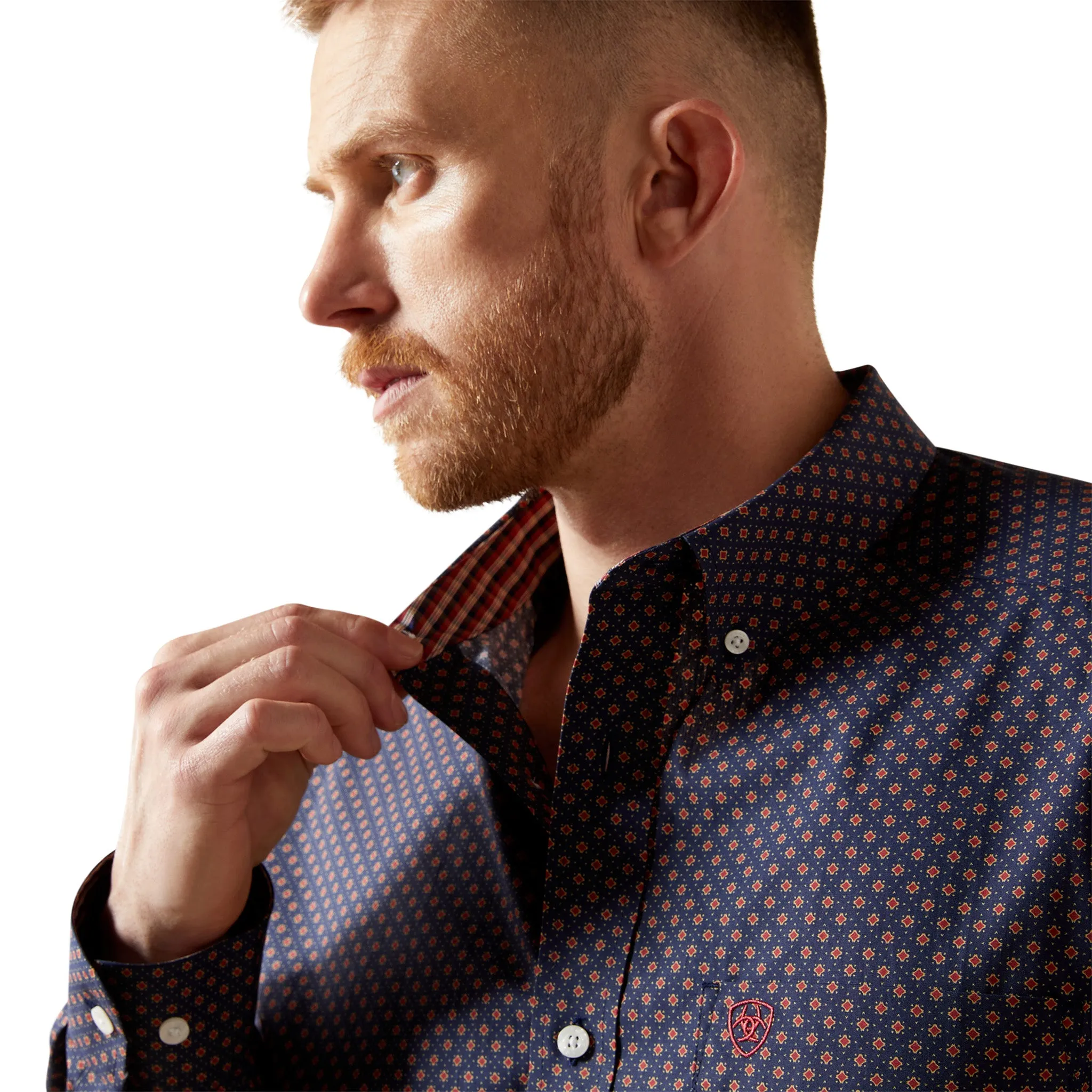 Ariat Navy and Red Print Shirt sold by Western Edge product image thumbnail 4