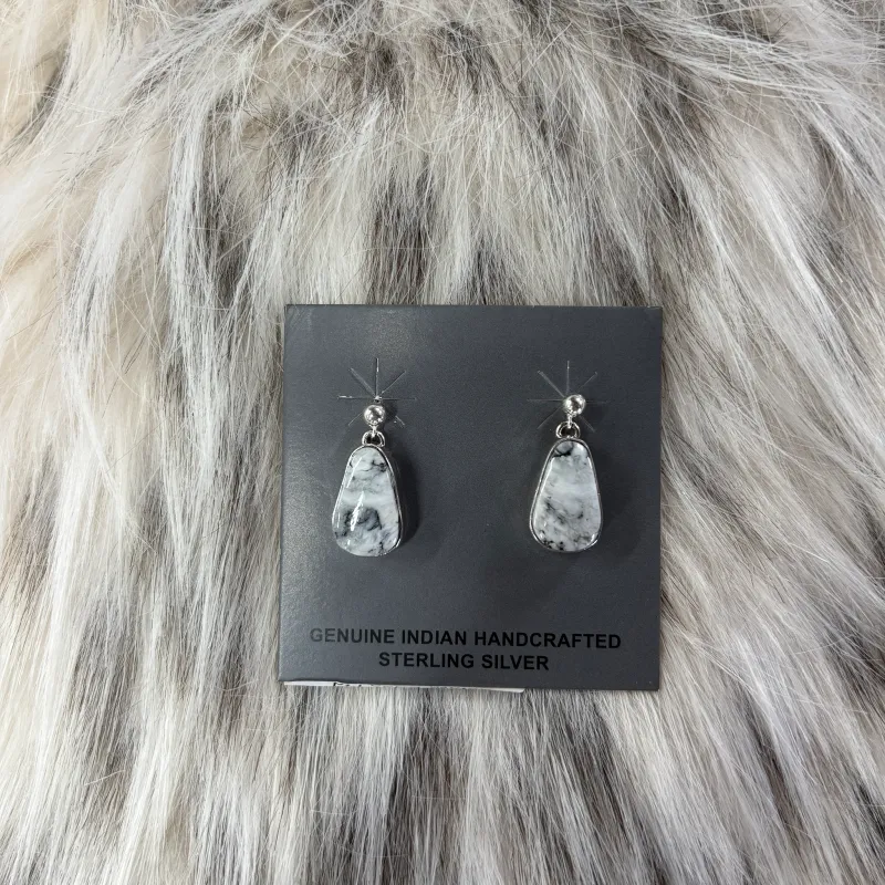 "Janet" Triangle White Buffalo Earrings made by Western Edge