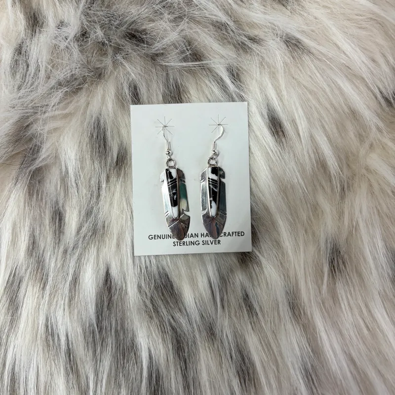 "Drew" Feather White Buffalo Earrings made by Western Edge