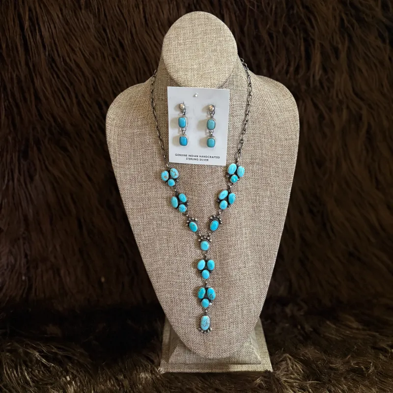 Kingman Turquoise Necklace & Earring Set made by Western Edge