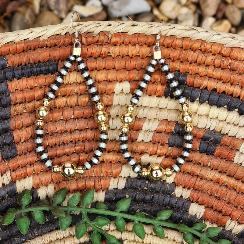 "Raquel" Silver and Gold Beaded Hoop Earrings made by Western Edge