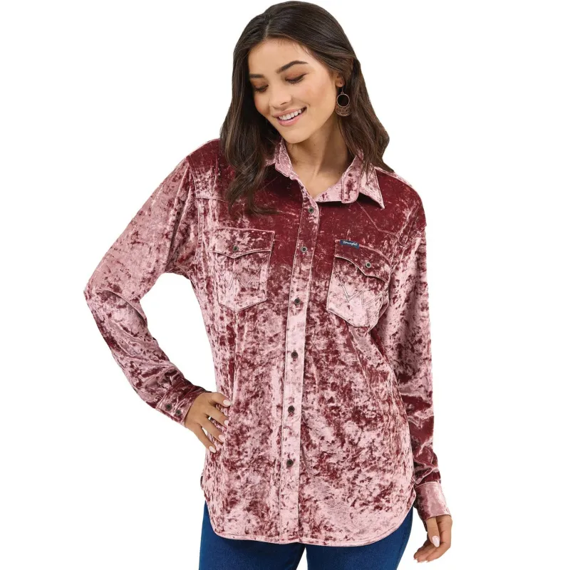 Wrangler Women's Wine Velvet Shirt made by Wrangler