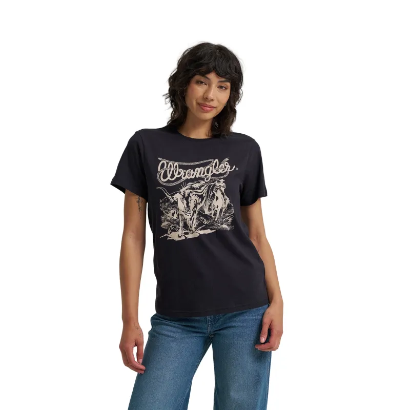 Wrangler Women's Black Beauty Logo Tee made by Western Edge