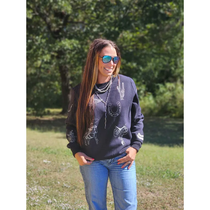 Wrangler Women's Saddle Print Sweatshirt made by Western Edge