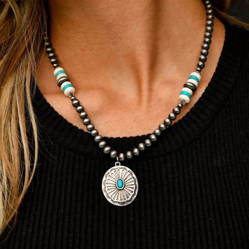West and Company Navajo Pearl Ivory & Turquoise Necklace made by Western Edge
