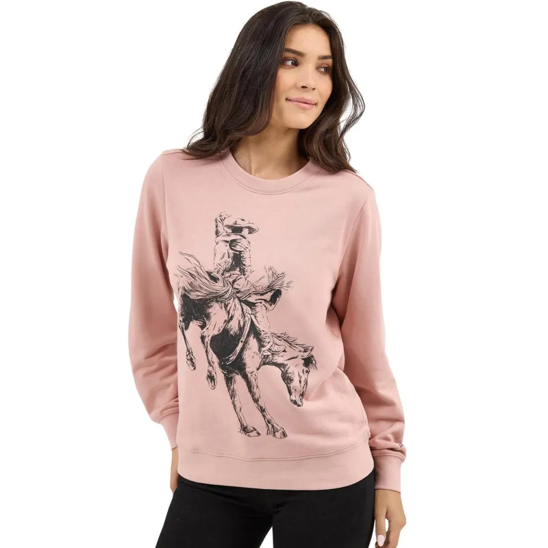 Wrangler Misty Rose Bronc Crewneck Sweatshirt made by Wrangler