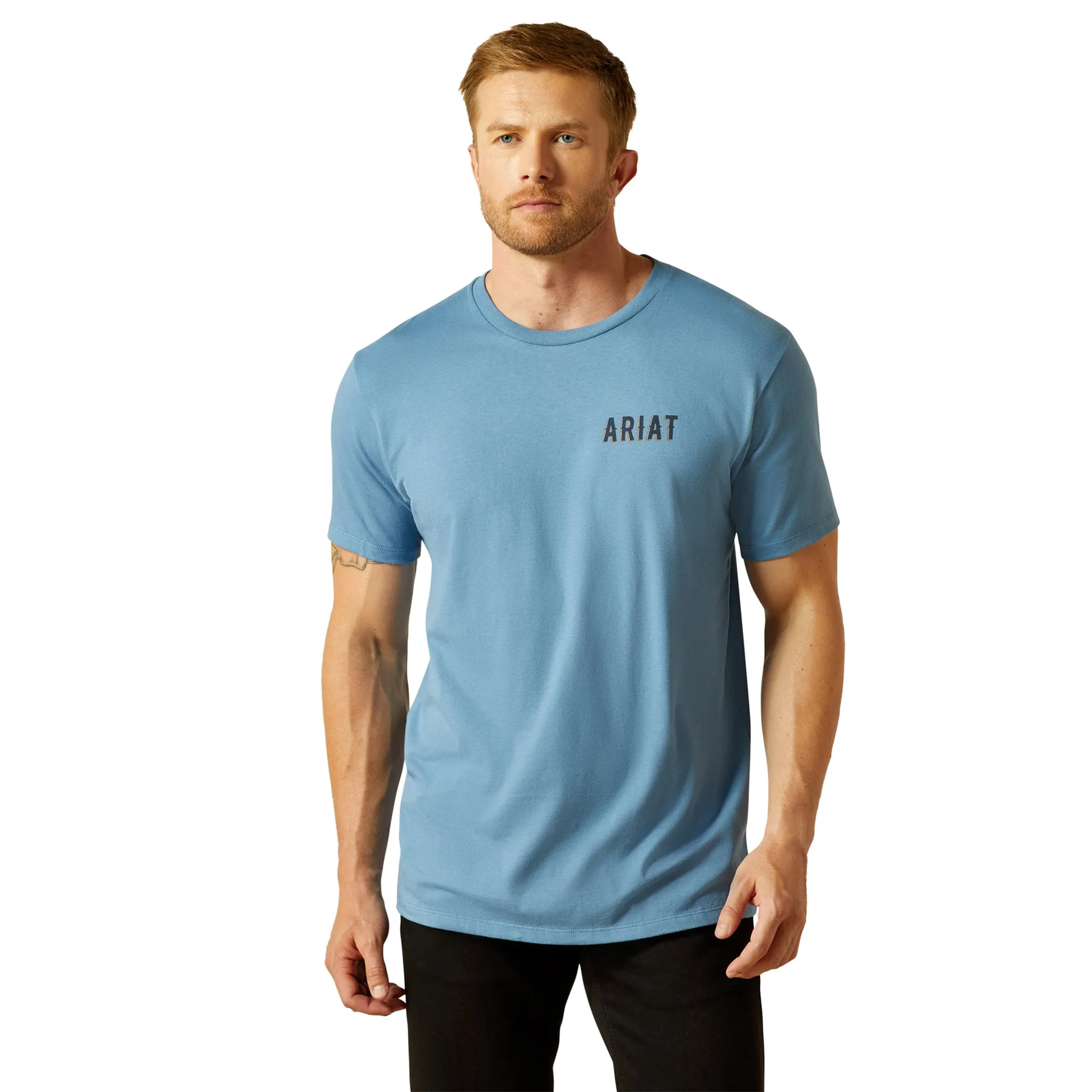 Ariat Men's Blue Blazing Saddles Tee sold by Western Edge