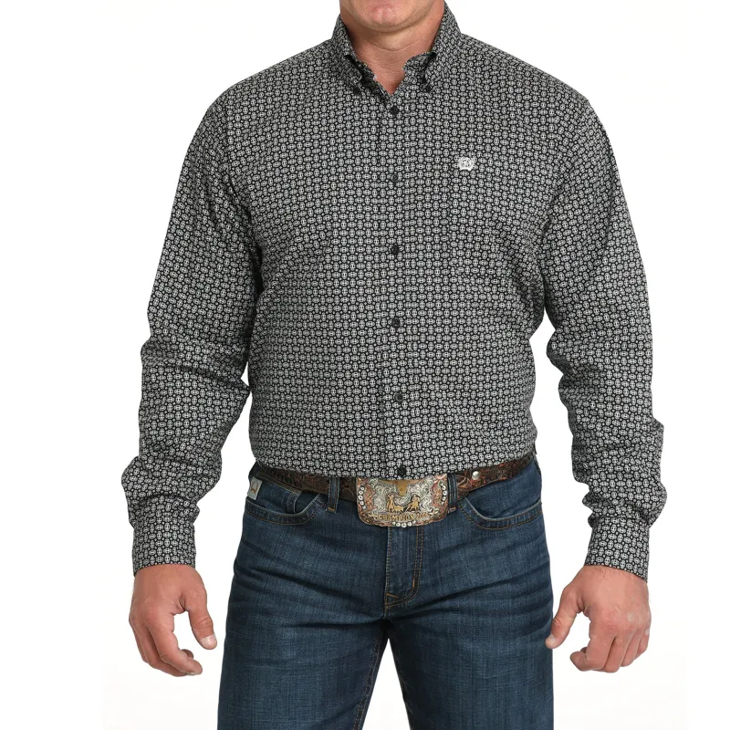 Cinch Black and Grey Geo-print Long Sleeve sold by Western Edge