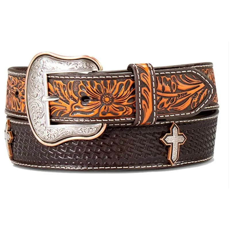 Ariat Basketweave Sunburst Cross Concho Belt made by Ariat